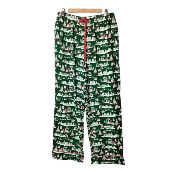 Pajamagram Men's Sz L Green Cotton Christmas Santa Family Matching Pajama Pants - Picture 1 of 5